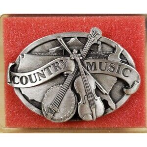 Vintage 1984 Nashville Country Music Fiddle Banjo Siskiyou-Bergamont Belt Bukle